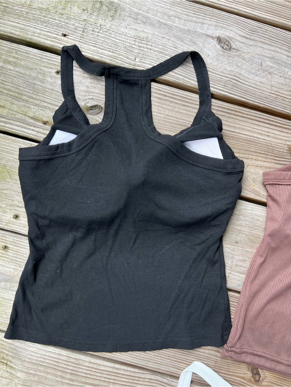 3 Women’s Medium Racerback Built in Pads Tank Tops - Black, White, Brown - Picture 8 of 10